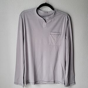 Lahgo by lunya Restore Long Sleeve Lightweight Henley Size Small Color Stone NEW